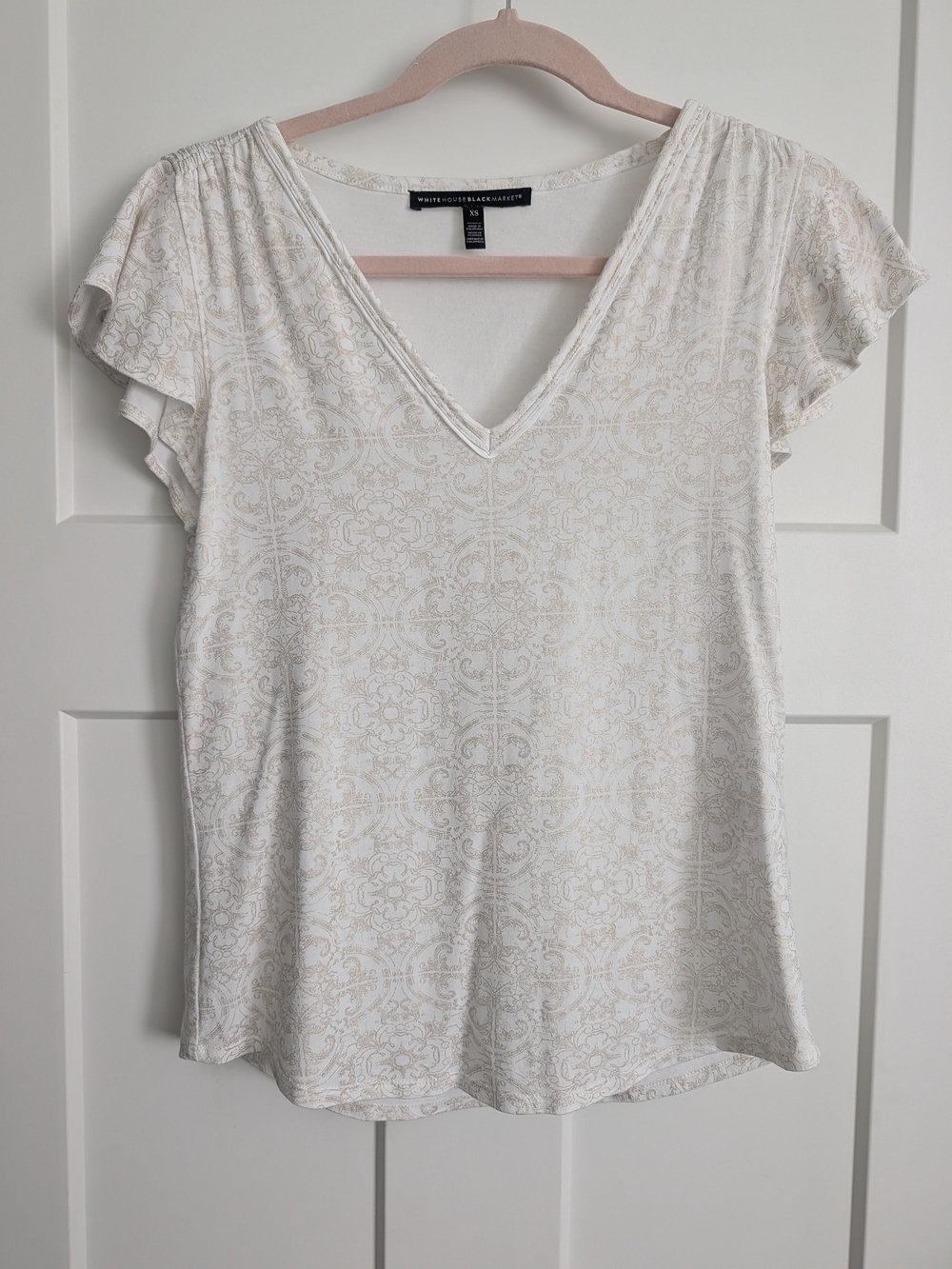 White House Black Market White With Gold Etching Size XS
